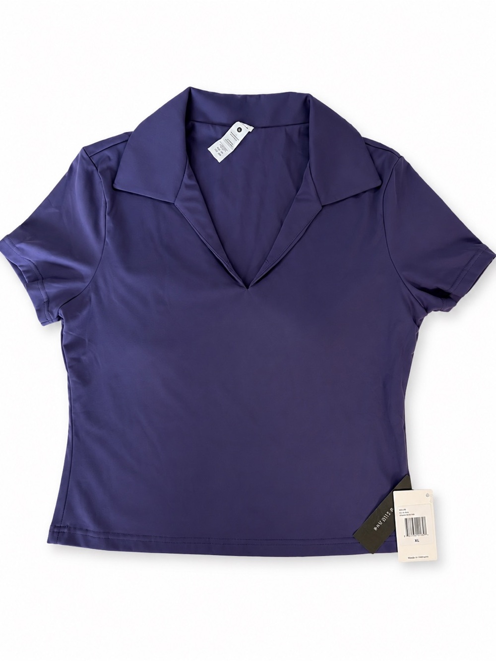 GOLHINGE Purple Collared Short Sleeve Top
